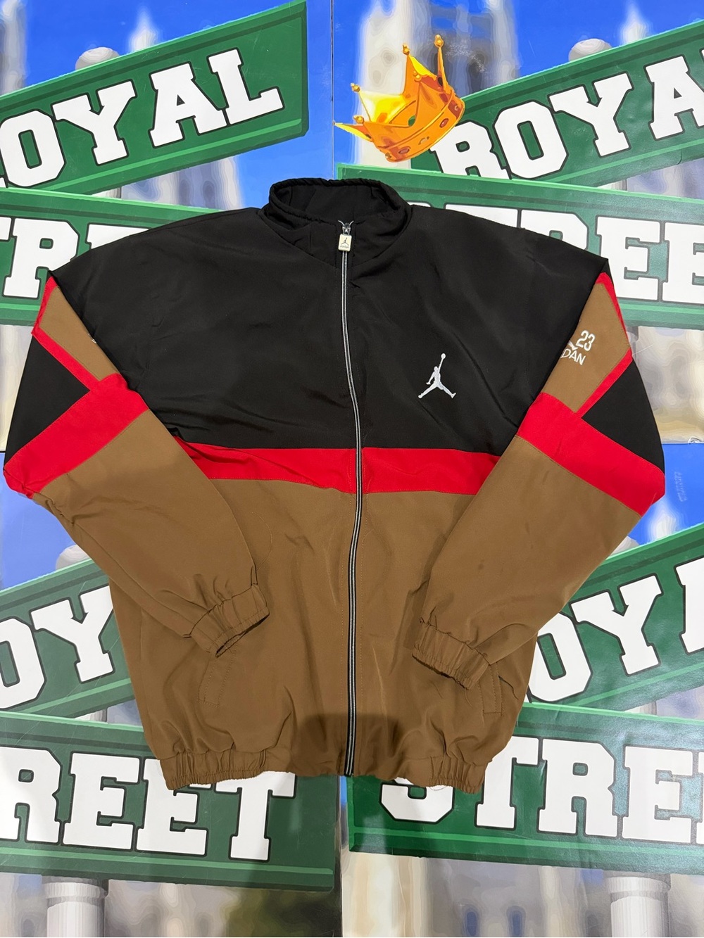 Jordan Colorblock Bomber Jacket - Black / Red / Brown